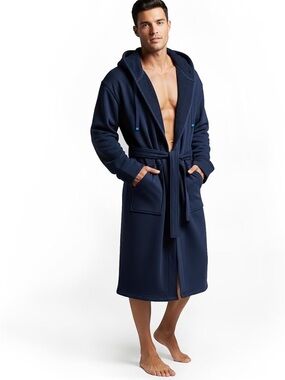 NWT DudeRobe Men's Robe – Hooded TERRY Bath Robe for Men with Pockets Sz L/XL